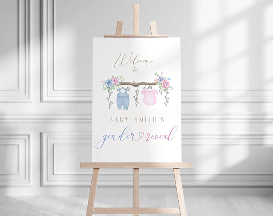 Gender Reveal welcome sign for entrance table backdrop and party decor