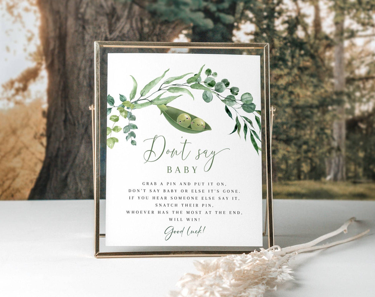 Don't Say Baby Baby Shower Game - Two Peas in a Pod for baby shower party decor and supplies