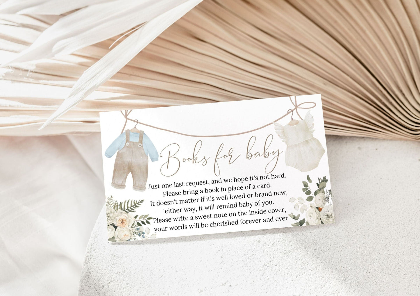 Gender Reveal books for baby card for invitation inserts and book requests