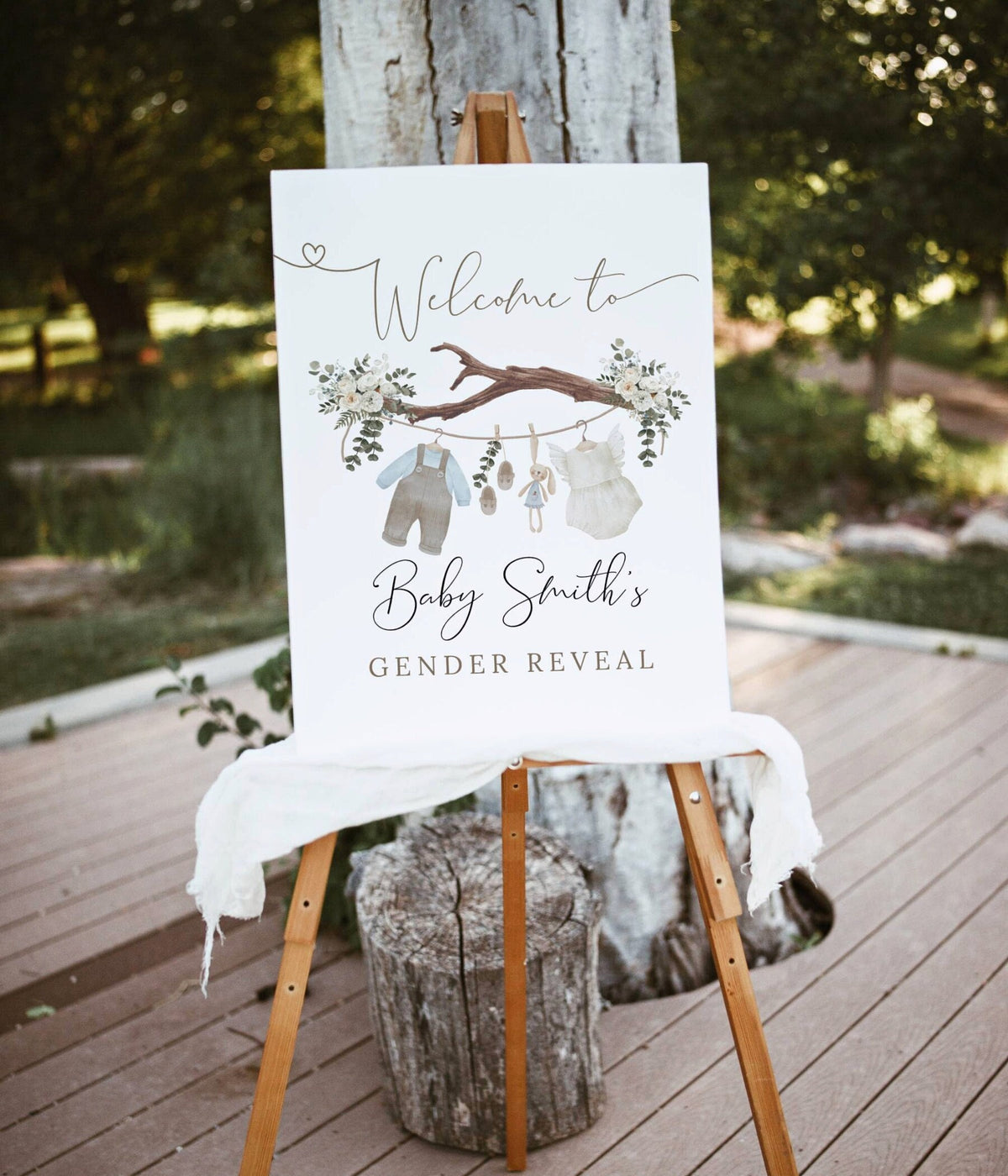 Gender Reveal welcome sign for entrance table backdrop and party decor