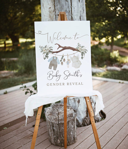 Gender Reveal welcome sign for entrance table backdrop and party decor