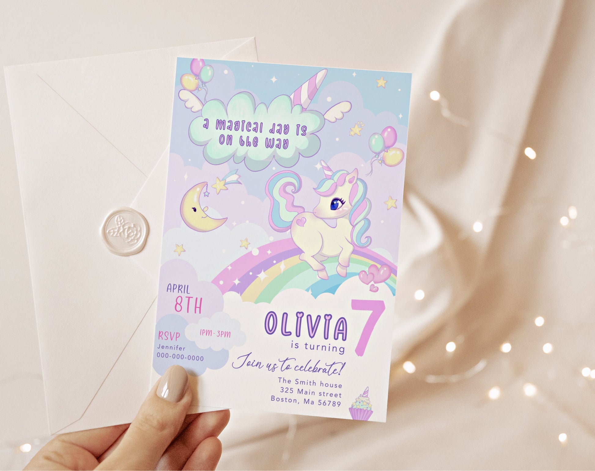 Invitation - Fairy 1st Birthday, editable Canva template