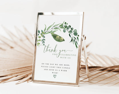 Two Peas in a Pod twin baby shower thank you sign