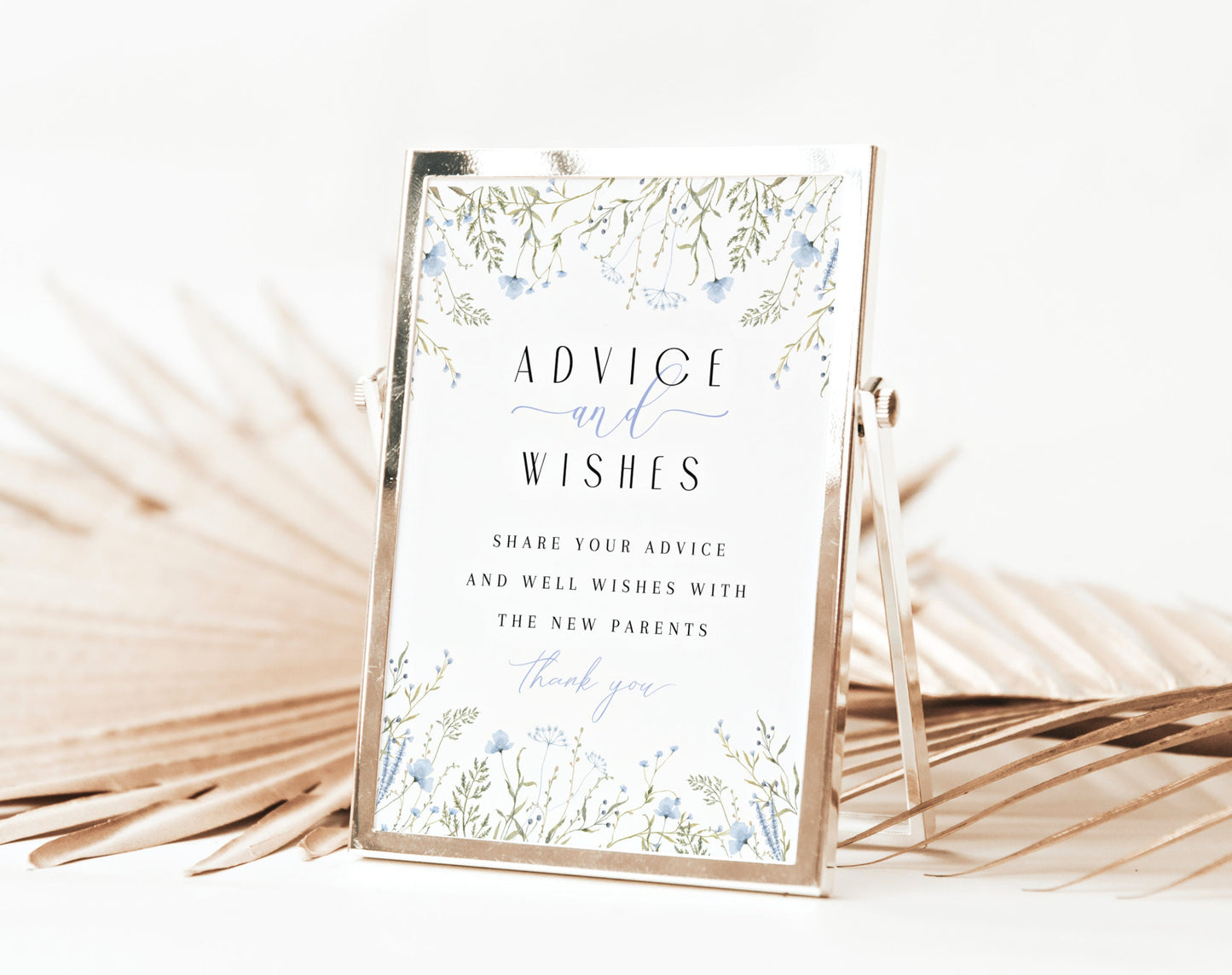 Baby Boy in Bloom advice and wishes sign and cards editable Canva template