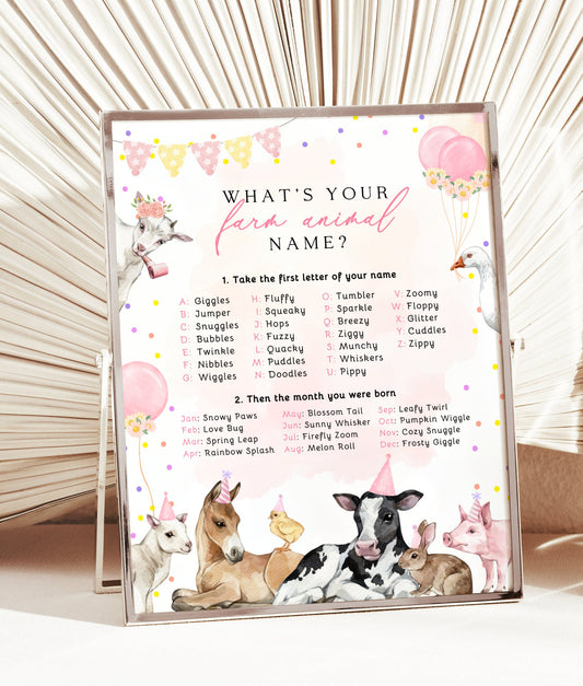 1st birthday, pink and boho party game template for a personalized birthday