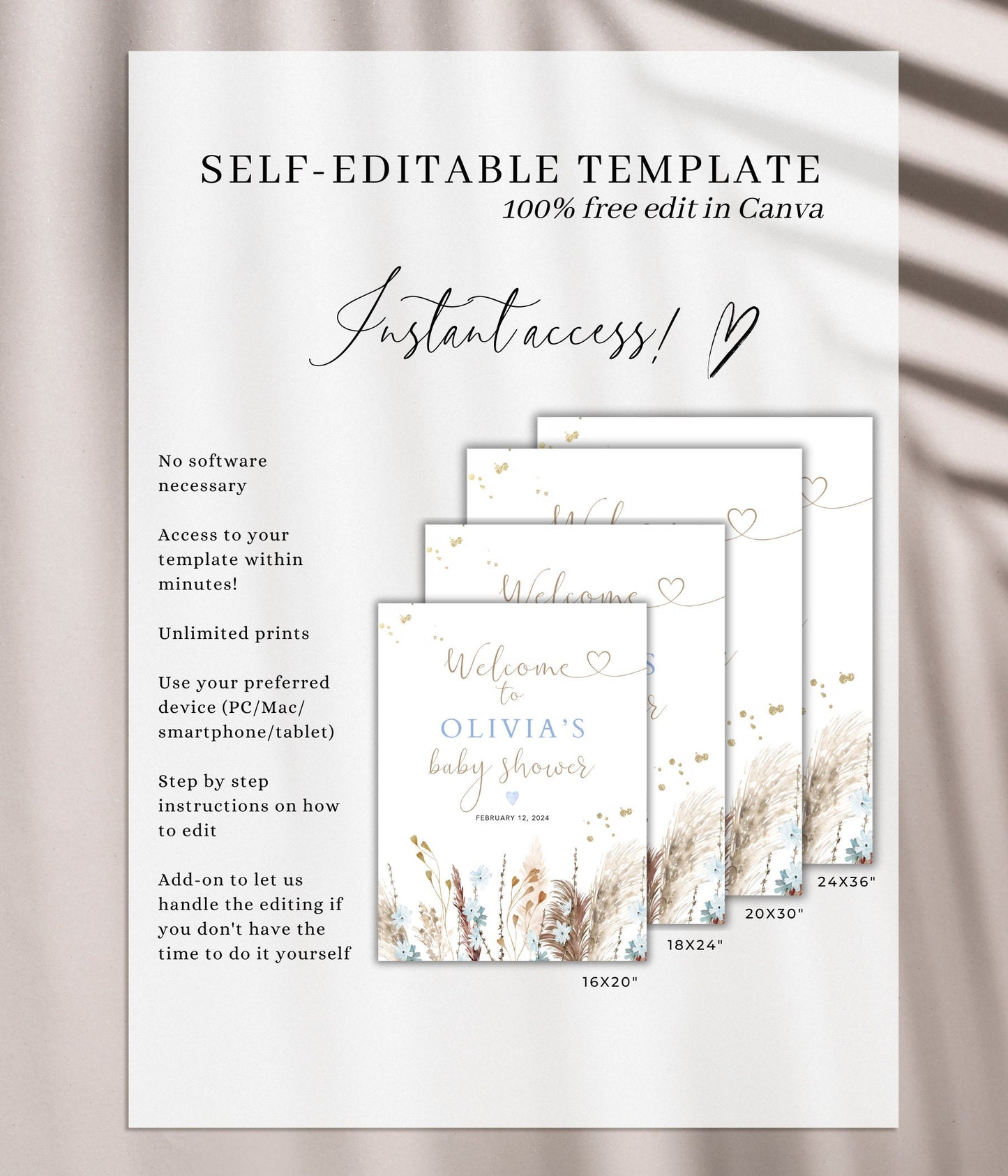Editable Canva welcome sign template for easy printing