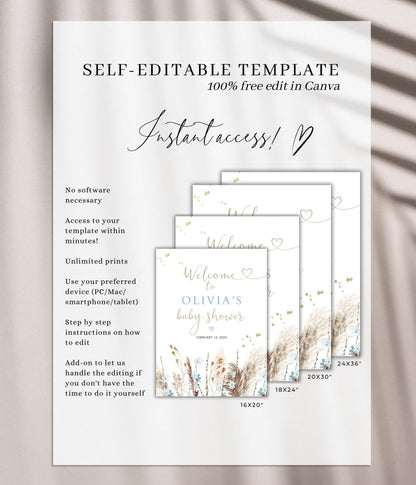 Editable Canva welcome sign template for easy printing