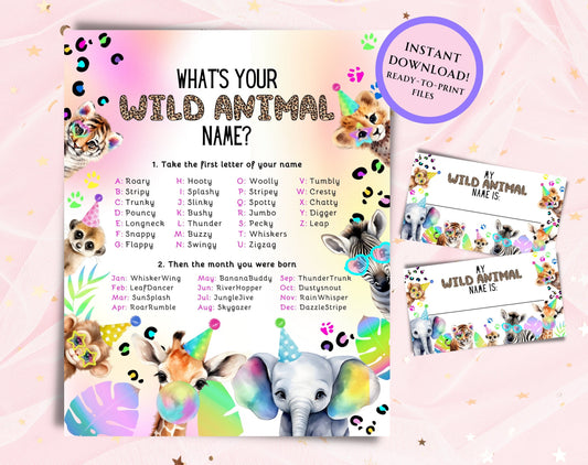 Safari birthday What's Your Animal Name game sign