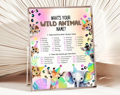 Safari birthday What's Your Animal Name game sign ready-to-print digital file
