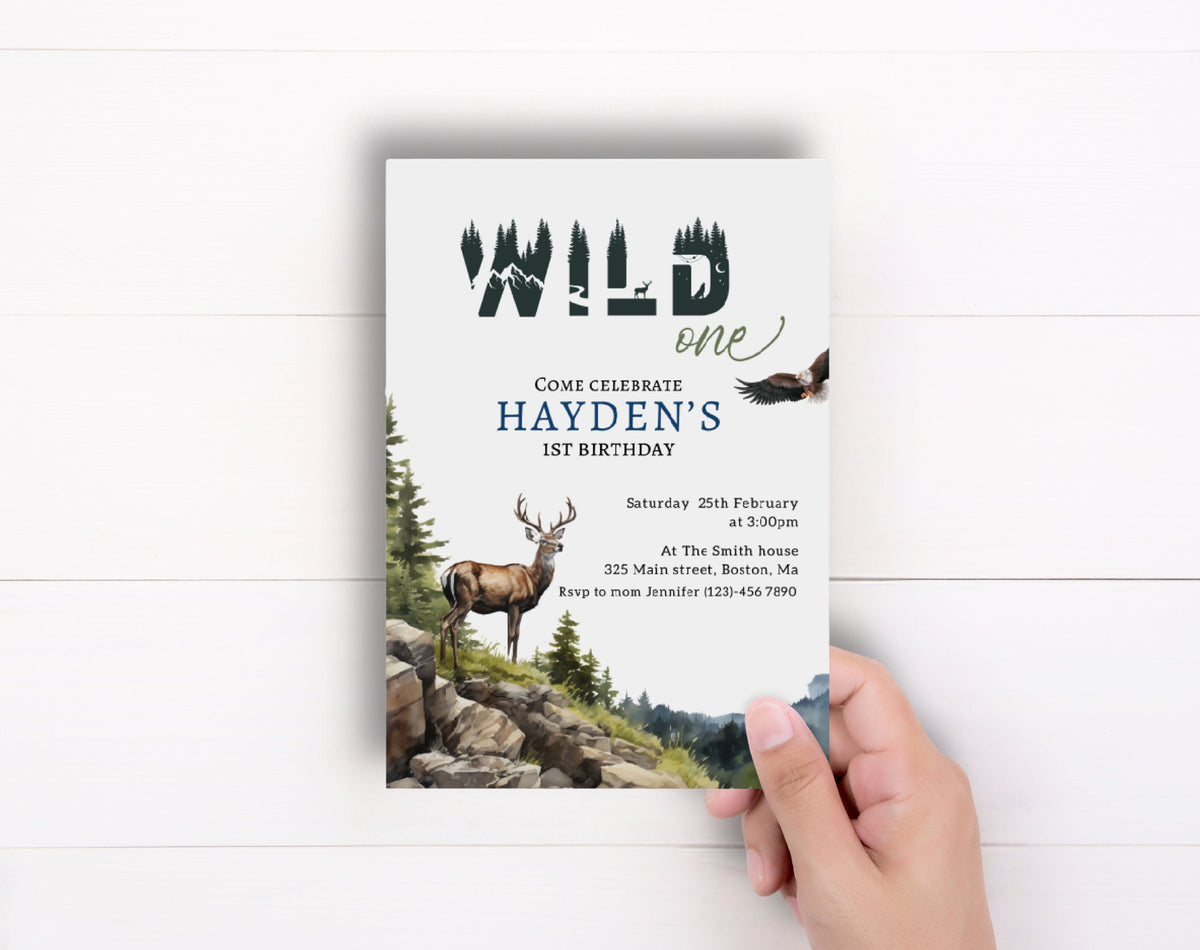 1st birthday, wild one and boho 1st birthday boy invite for a personalized celebration