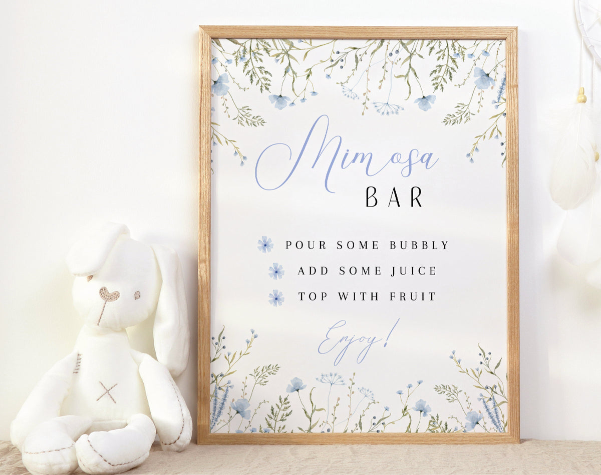 Baby Shower Mimosa Bar Sign - Baby in Bloom for baby shower party decor and supplies