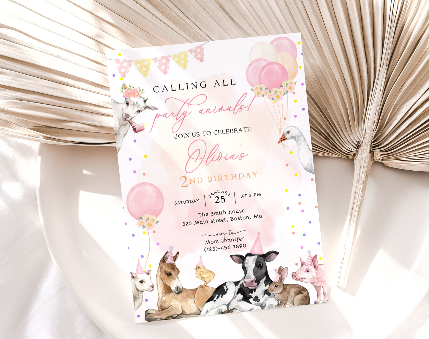 Farm Birthday Invitation for birthday guests and party details