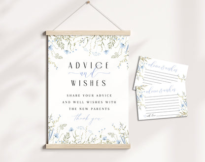 Baby Boy in Bloom advice and wishes sign and cards