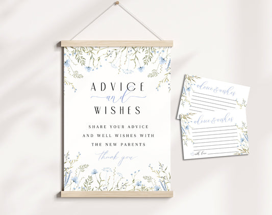 Baby Boy in Bloom advice and wishes sign and cards