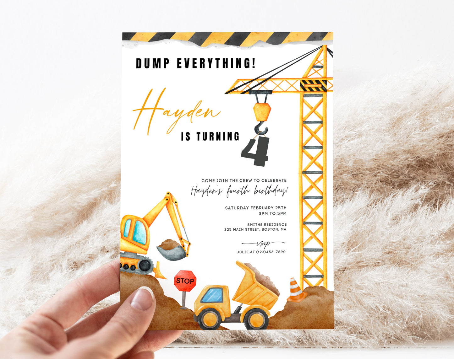 Editable Canva birthday boy invite to print or send digitally