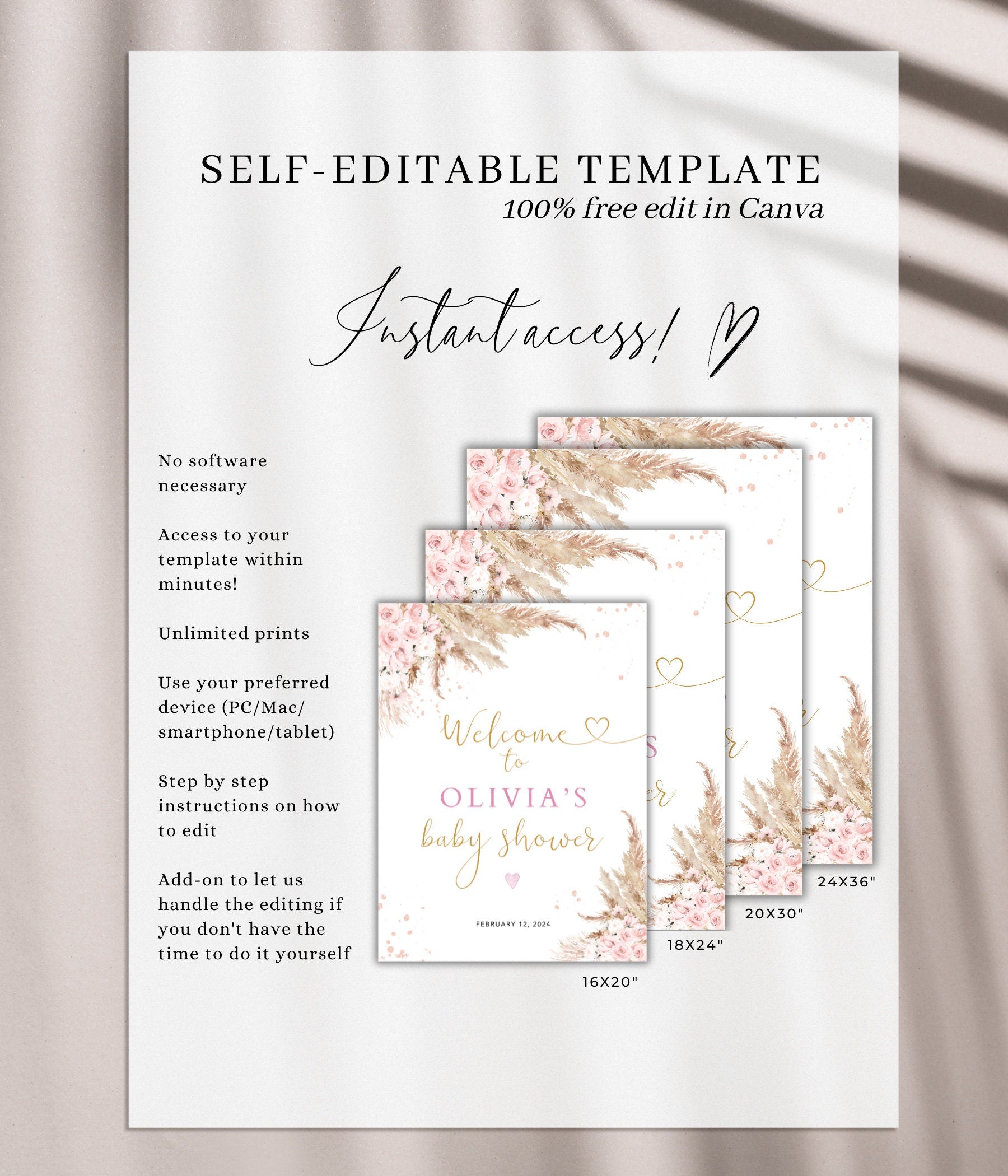Editable Canva welcome sign template for easy printing