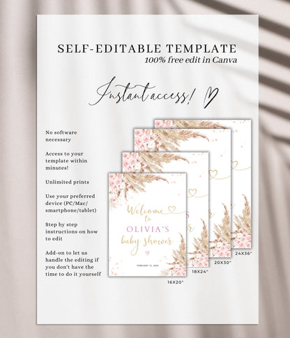 Editable Canva welcome sign template for easy printing