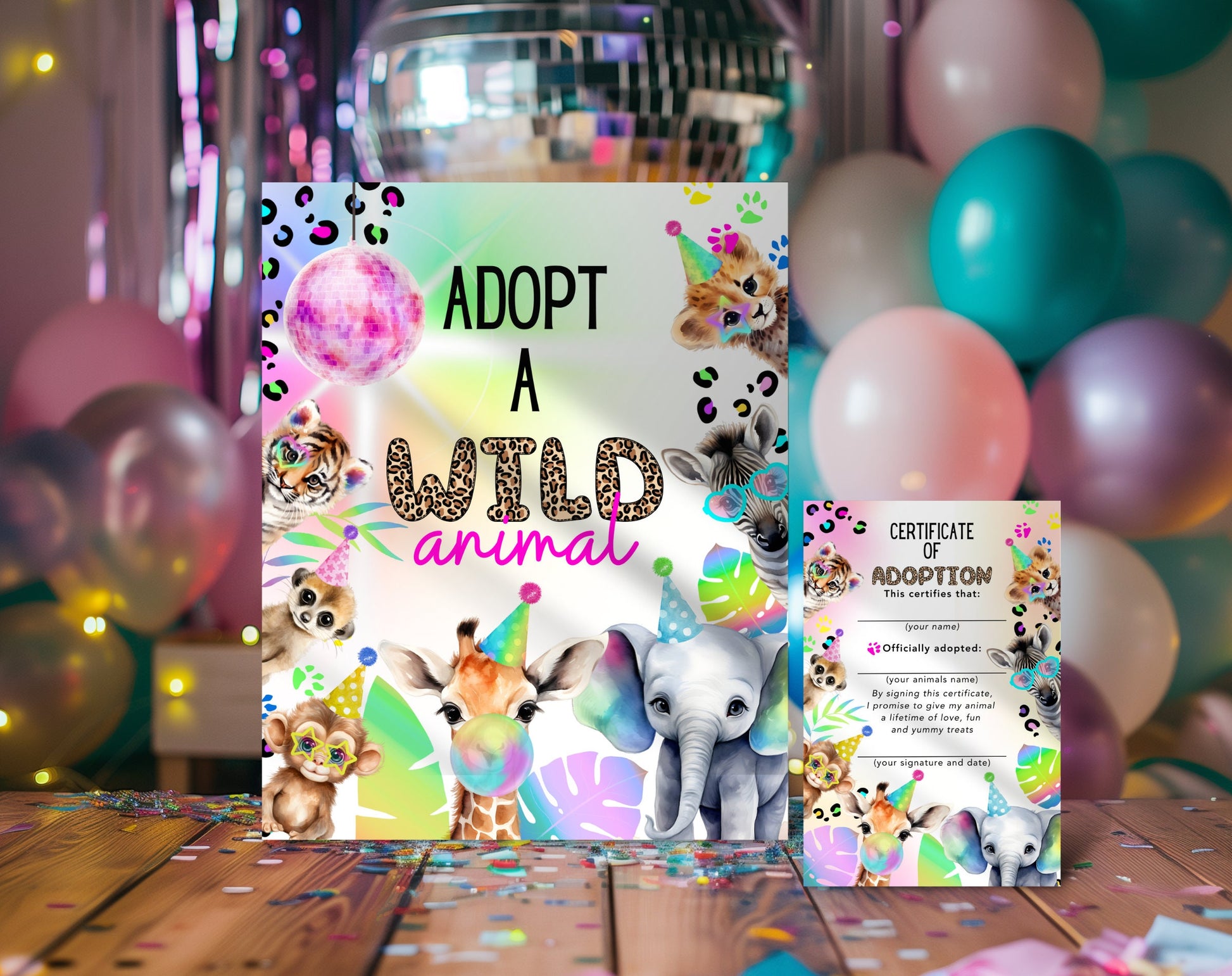 2nd birthday, young wild and three, wild one and jungle adoption sign template for a personalized birthday