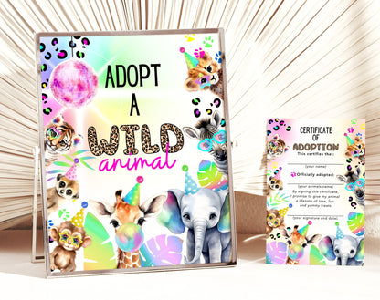 Safari Birthday Adoption Sign for birthday party decor and supplies