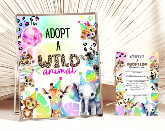 Safari Birthday Adoption Sign for birthday party decor and supplies