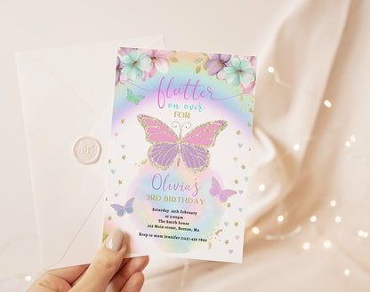 floral, pink and pastel birthday invite for a personalized celebration