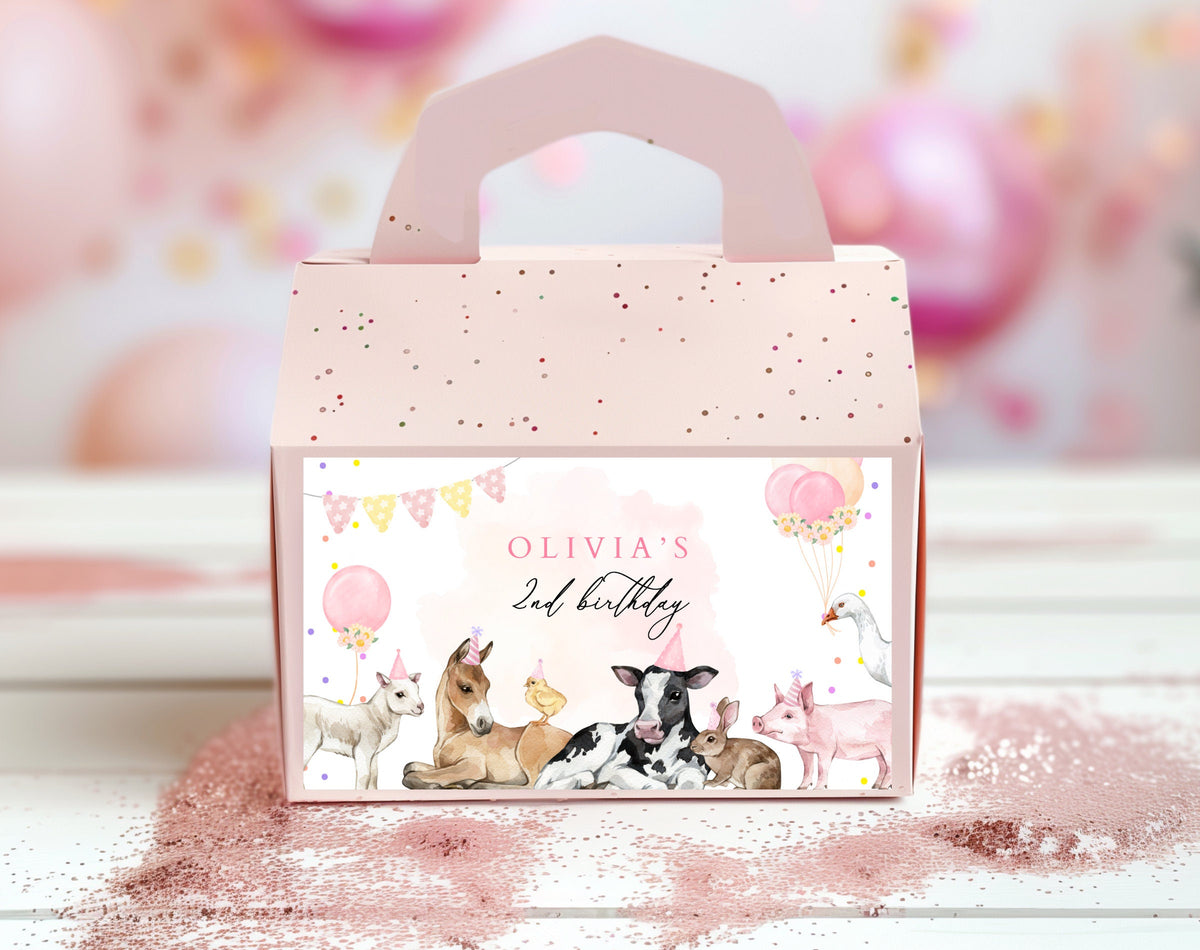 Farm Birthday Gable Box Label for birthday party decor and supplies