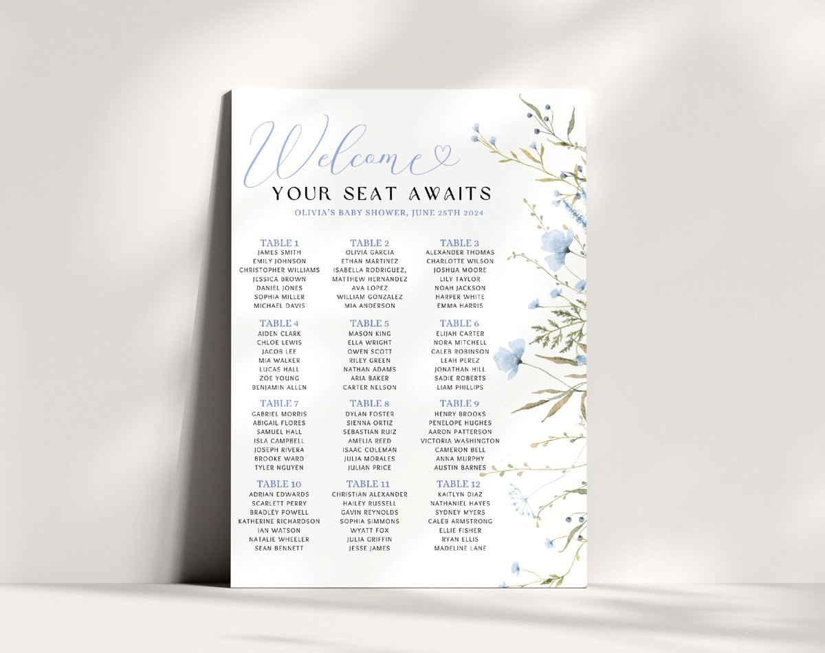 Editable Canva Baby in Bloom welcome sign template to print