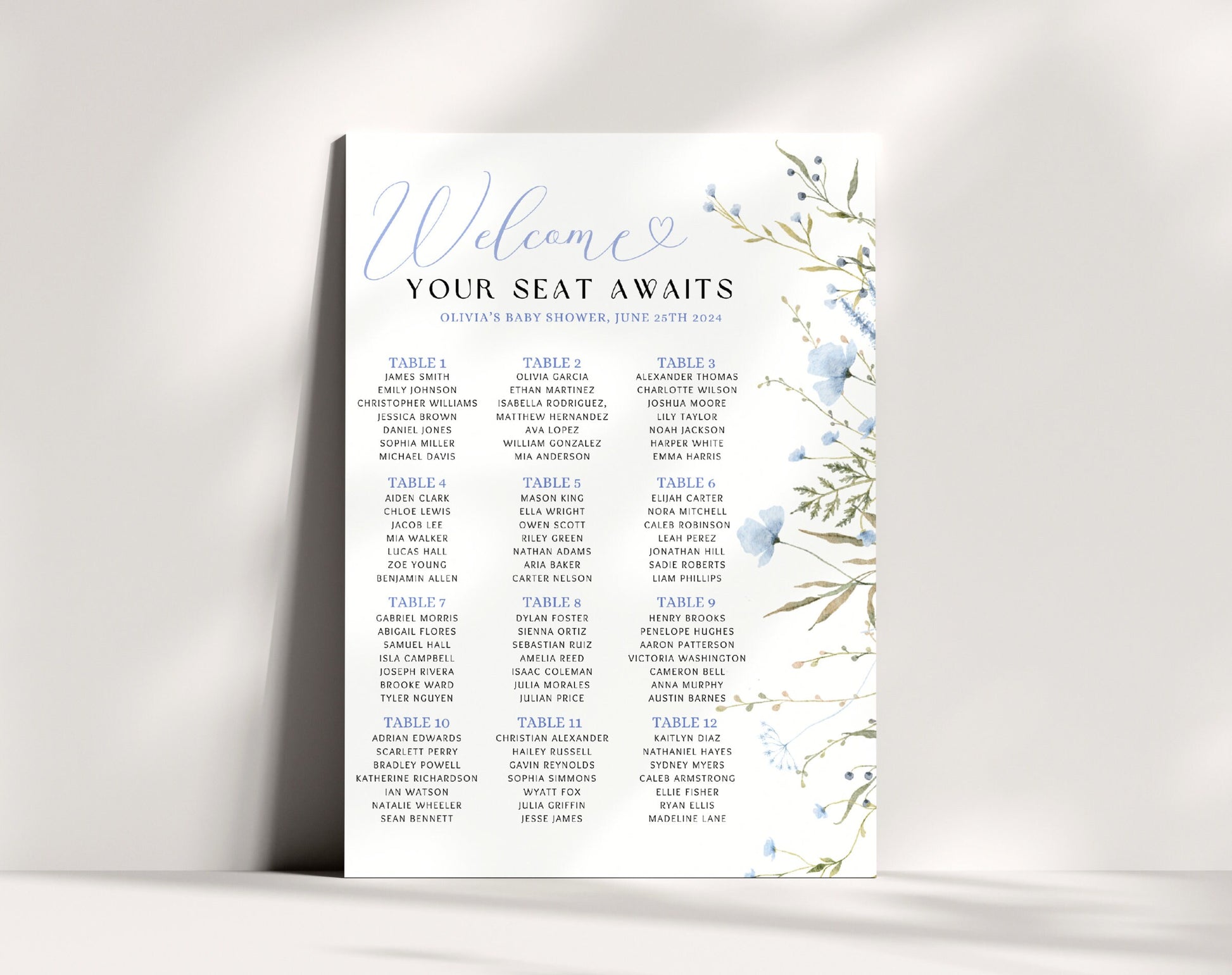 Editable Canva Baby in Bloom welcome sign template to print