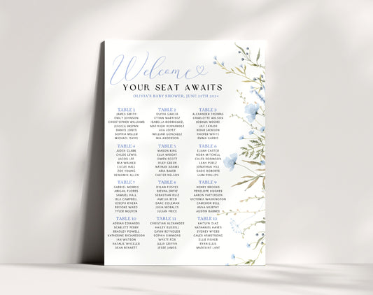 Editable Canva Baby in Bloom welcome sign template to print
