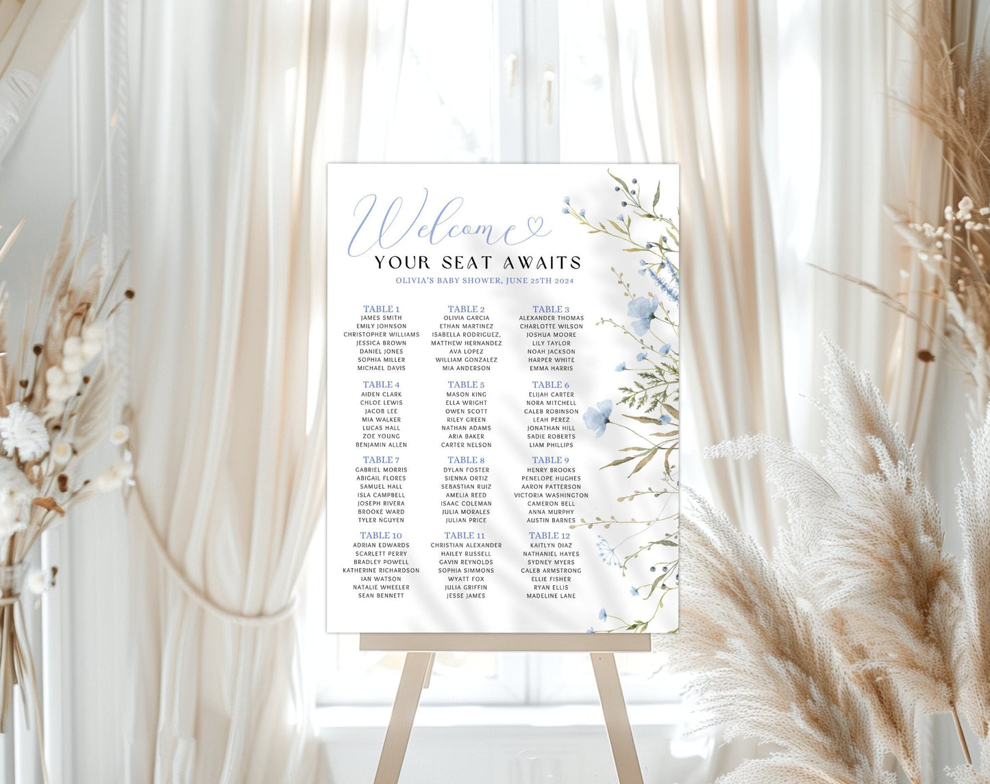 Baby in Bloom welcome sign for baby shower entrance table and backdrop decor
