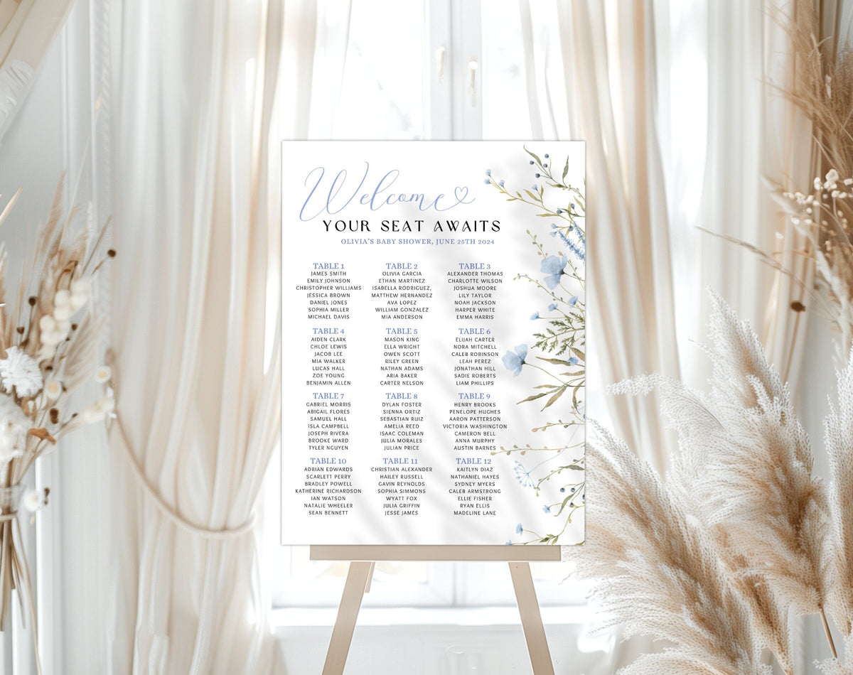 Baby in Bloom welcome sign for baby shower entrance table and backdrop decor