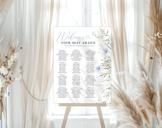 Baby in Bloom welcome sign for baby shower entrance table and backdrop decor