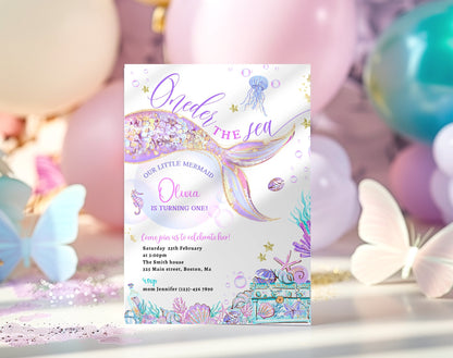 Mermaid Birthday Invitation for birthday guests and party details