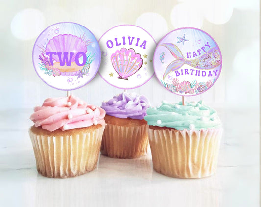 Birthday cupcake toppers for dessert tables and themed party treats