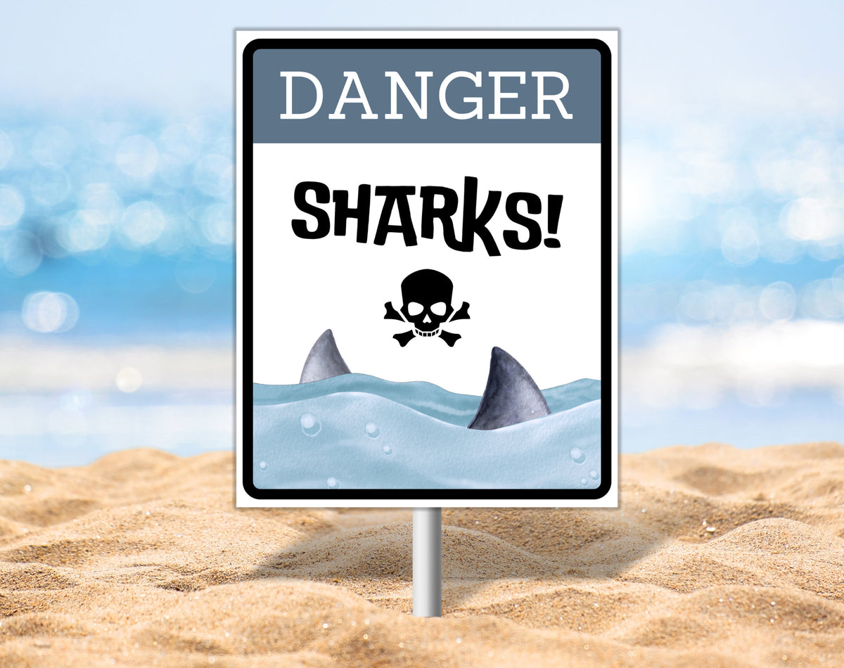 Shark birthday welcome sign in 8x10 and 16x20