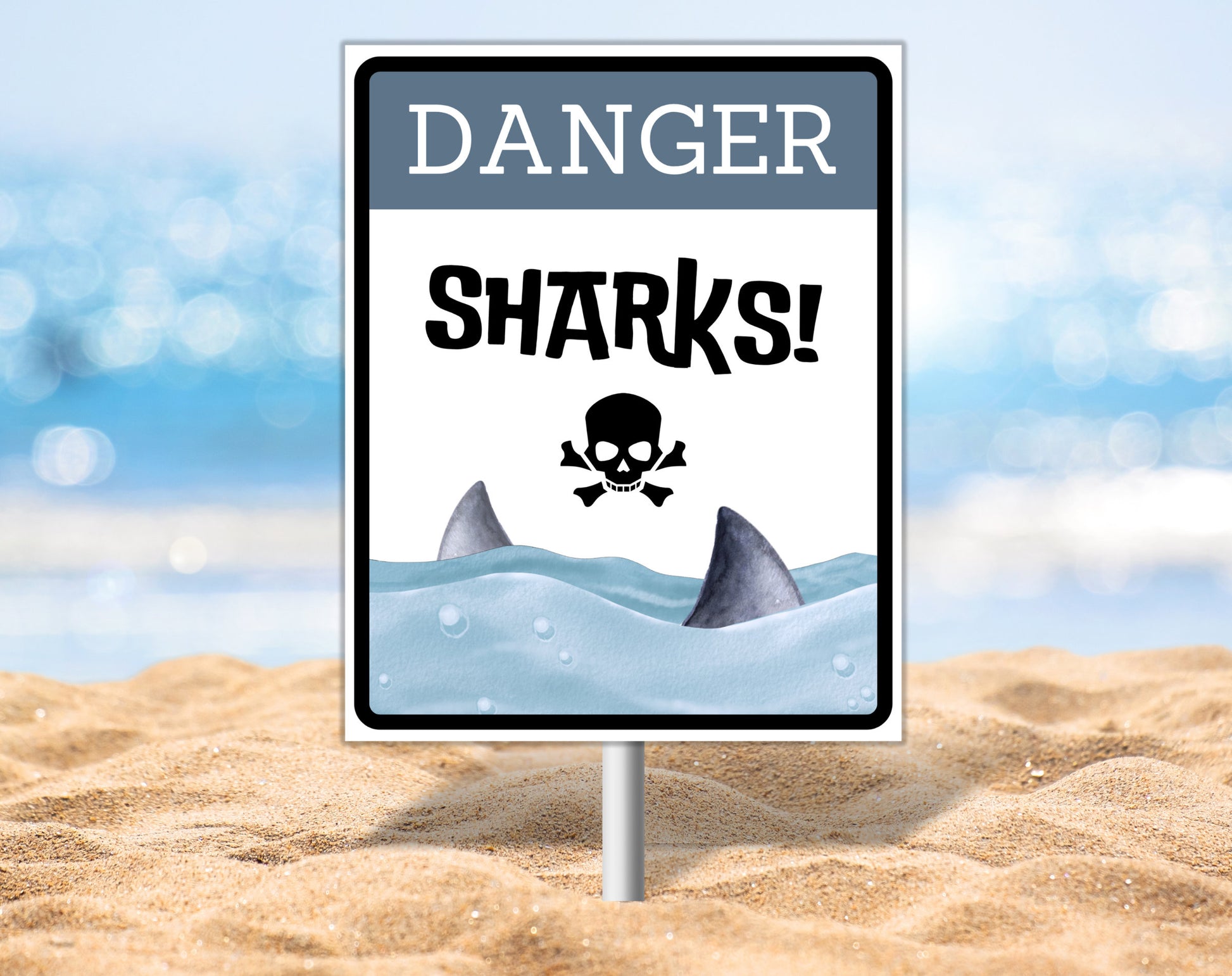 Shark birthday welcome sign in 8x10 and 16x20