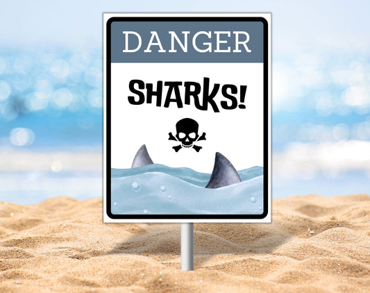 Shark birthday welcome sign in 8x10 and 16x20
