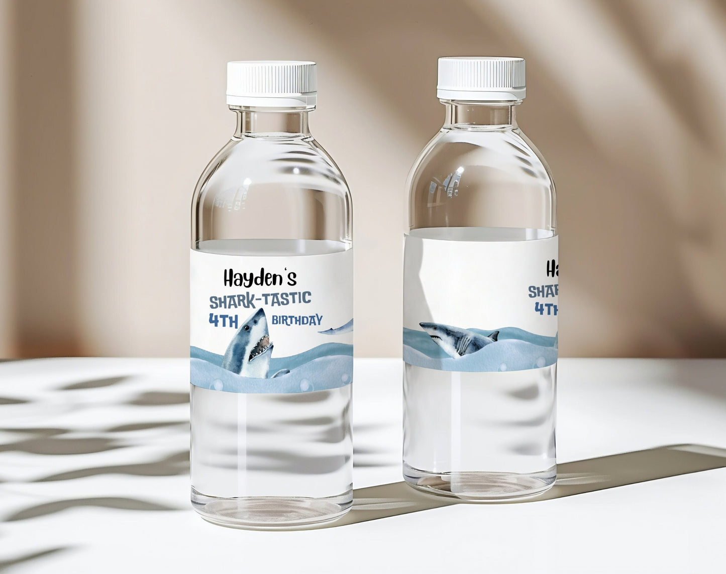 Shark Birthday Boy Bottle Label for birthday boy party decor and supplies