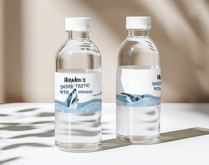 Shark Birthday Boy Bottle Label for birthday boy party decor and supplies