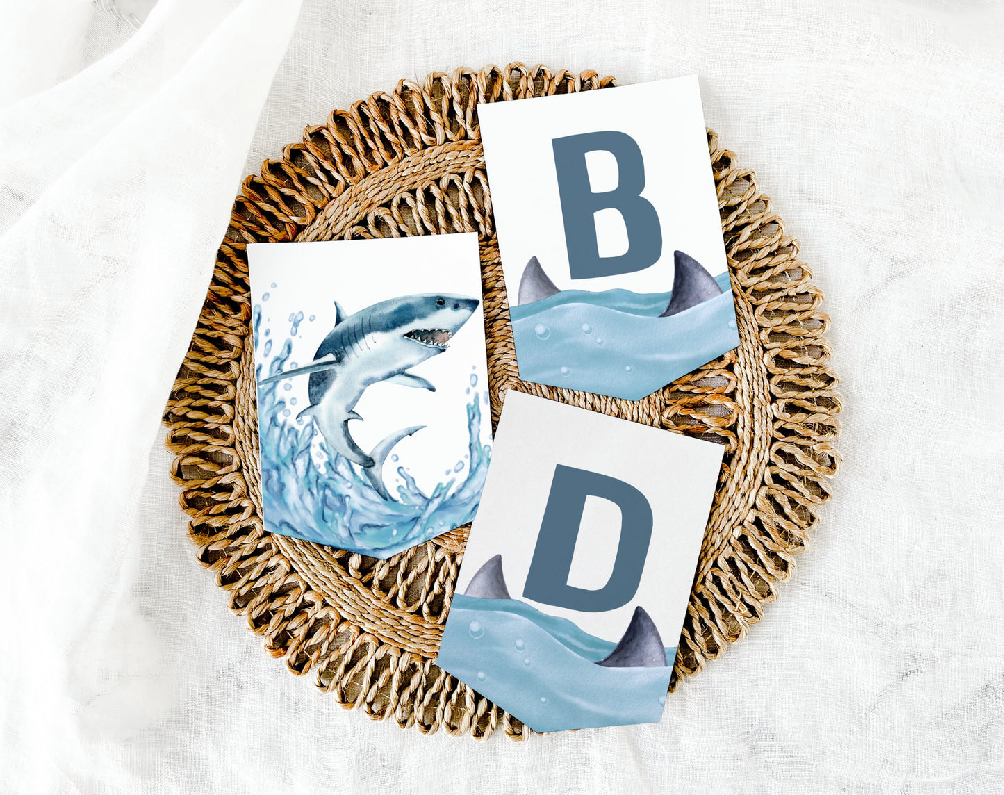 great white shark and deep blue sea printable sign template for a personalized birthday boy