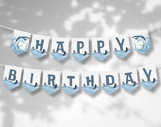 Shark Birthday Boy Printable Sign for birthday boy party decor and supplies