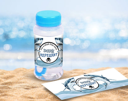Shark Birthday Boy Bubble Bottle Label for birthday boy party decor and supplies