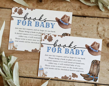 cowboy books for baby card and sign for a baby shower book request