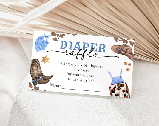 cowboy diaper raffle tickets and sign for baby shower games