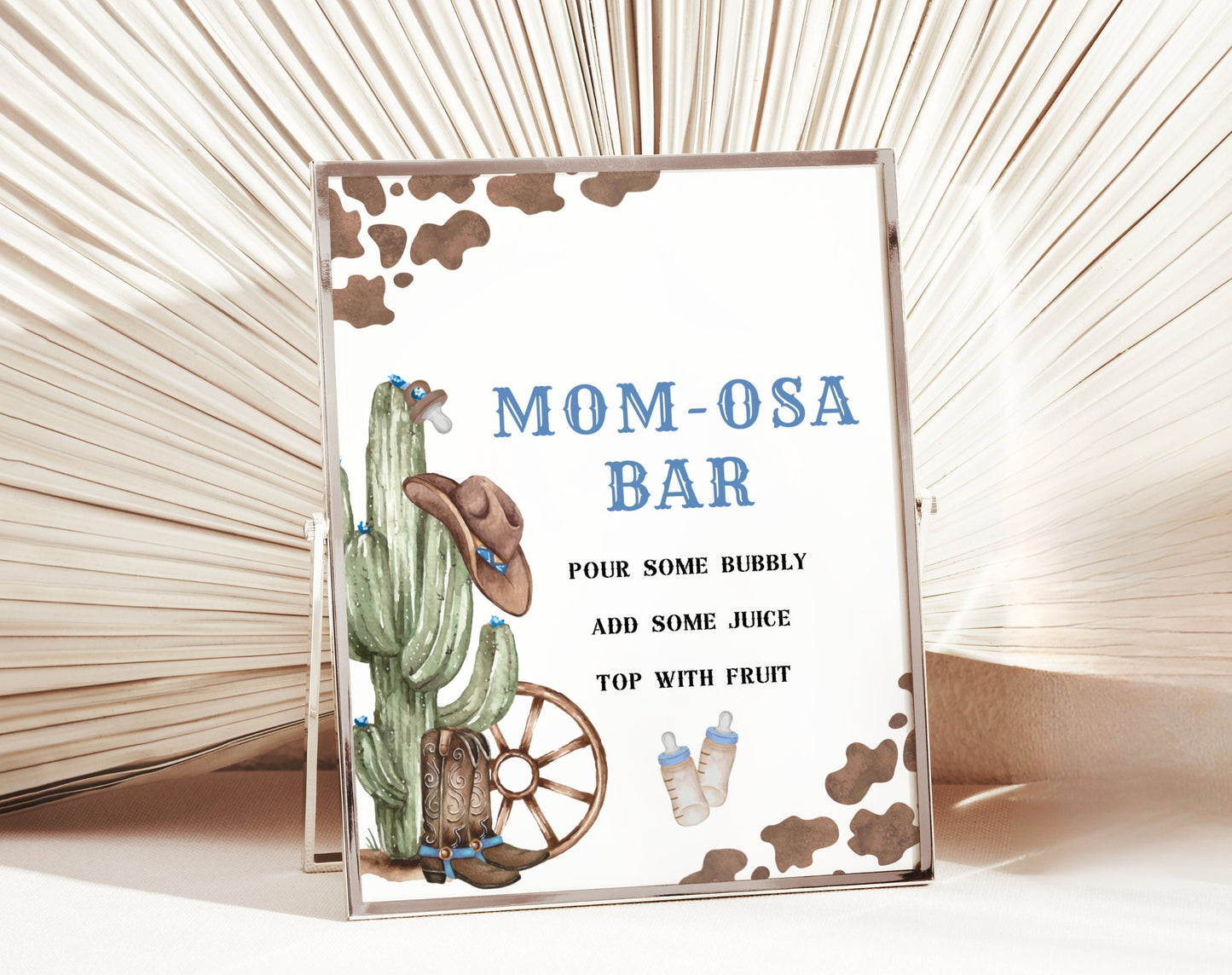 Cowboy baby shower mimosa bar sign