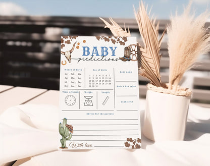 Cowboy baby shower Baby Predictions and Advice card