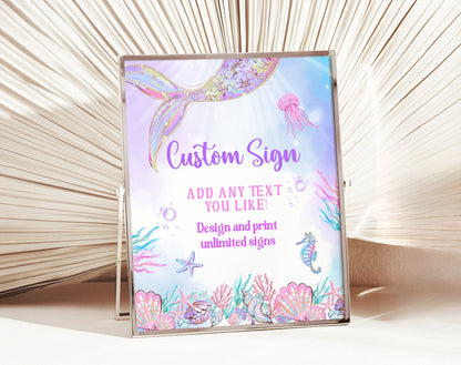 Mermaid Birthday Printable Sign for birthday party decor and supplies