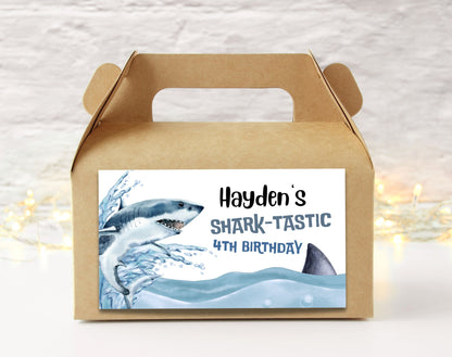 Shark Birthday Boy Gable Box Label for birthday boy party decor and supplies