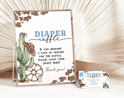 Baby Shower diaper raffle set with raffle tickets and prize table sign
