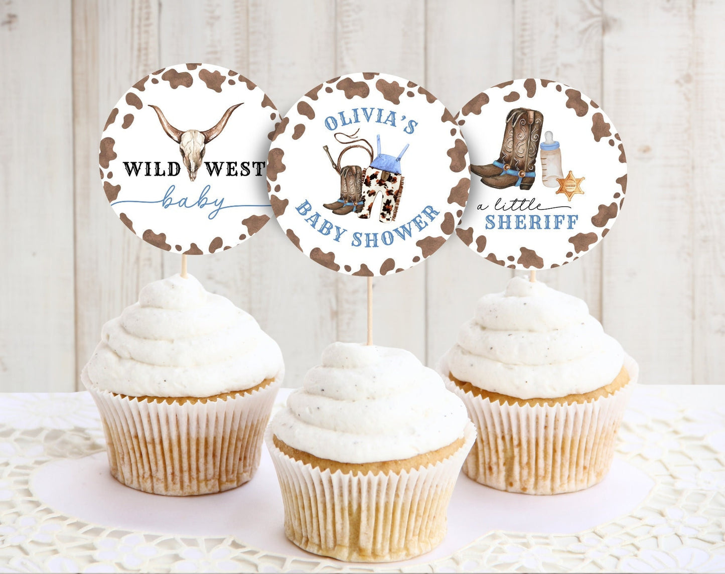 Baby Shower cupcake toppers for dessert tables and themed party treats